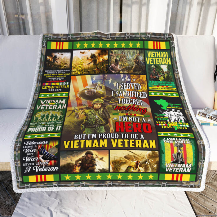 Vietnam Veteran. I Walked The Walk Fleece Blanket For Soldier Veterans Memorial's Day Gift Ideas