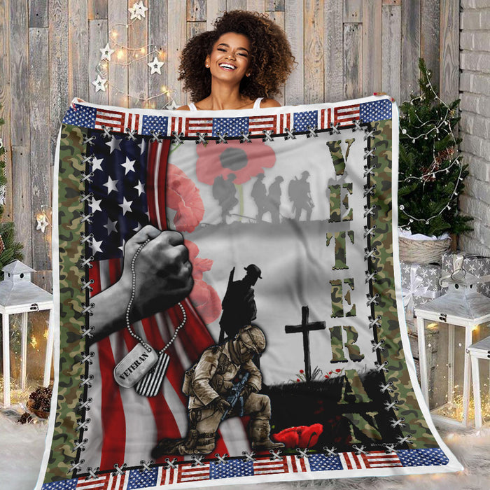 Veteran Lest We Forget Fleece Blanket For Soldier Veterans Memorial's Day Gift Ideas