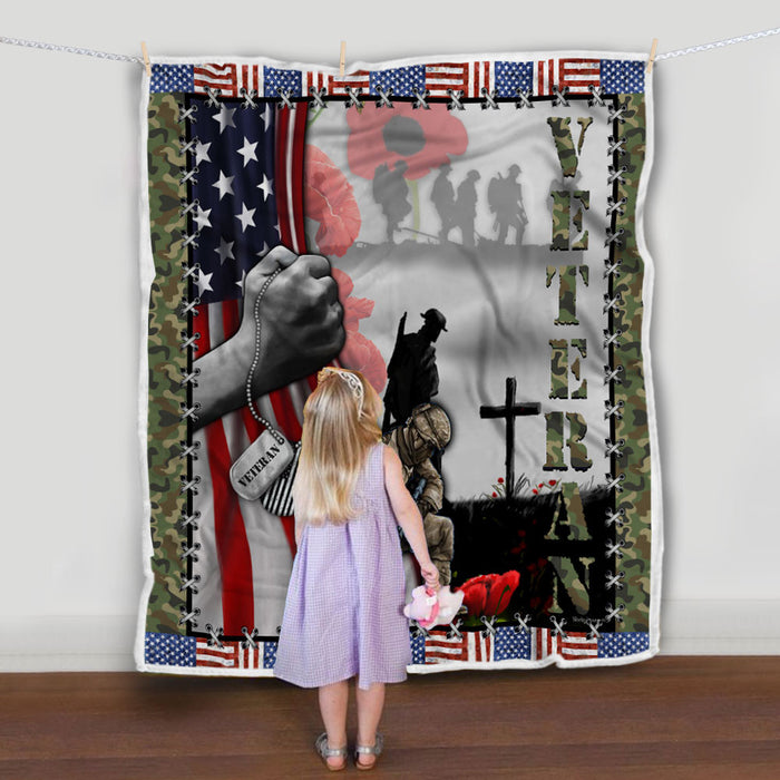 Veteran Lest We Forget Fleece Blanket For Soldier Veterans Memorial's Day Gift Ideas