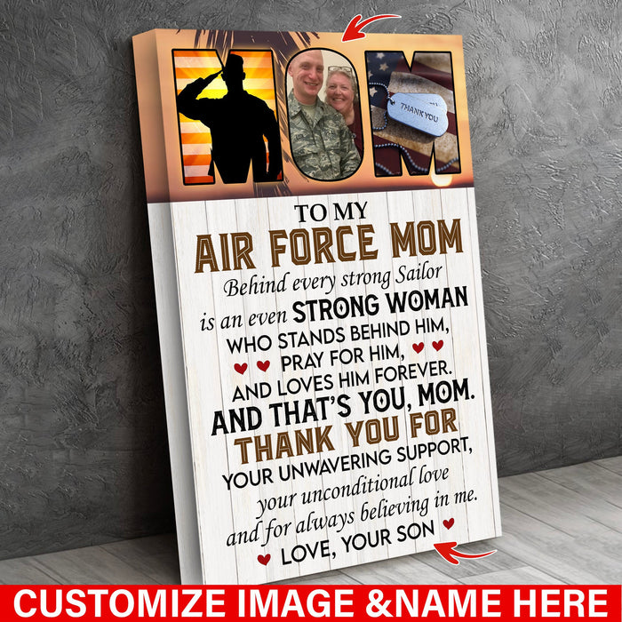 Personalized Veteran To My Air Force Mom Love Son Canvas Wall Art For Soldier Veterans Memorial's Day Gift Ideas