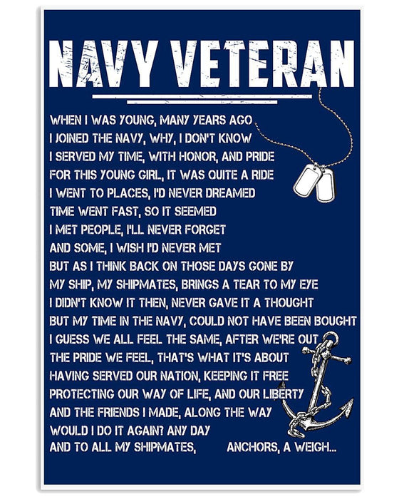 Veteran Navy Veteran When I Was Young Canvas Wall Art For Soldier Veterans Memorial's Day Gift Ideas
