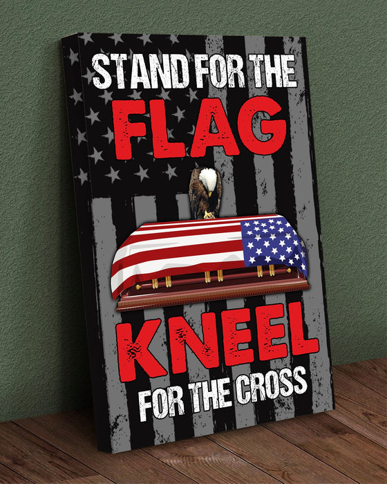 Veteran Stand For The Flag Kneel For The Cross For Veteran Us Flag Canvas Wall Art For Soldier Veterans Memorial's Day Gift Ideas