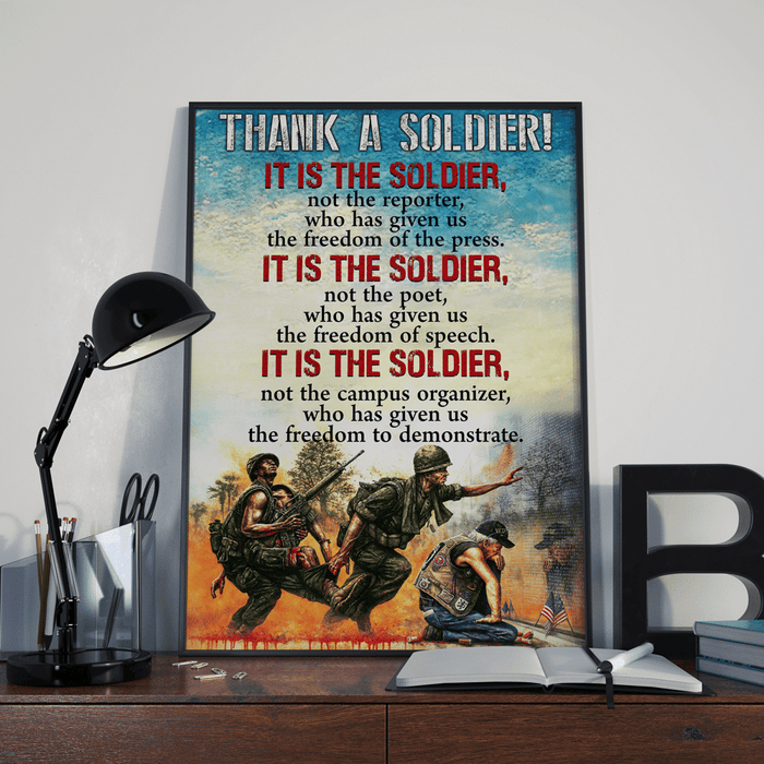 Veteran Thank A Soldier Canvas Wall Art For Soldier Veterans Memorial's Day Gift Ideas