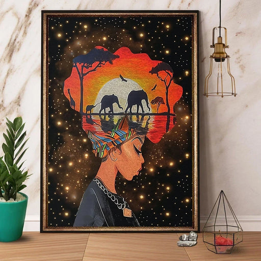 Black girl and root motherland mind paper poster no frame/ wrapped canvas wall decor full size