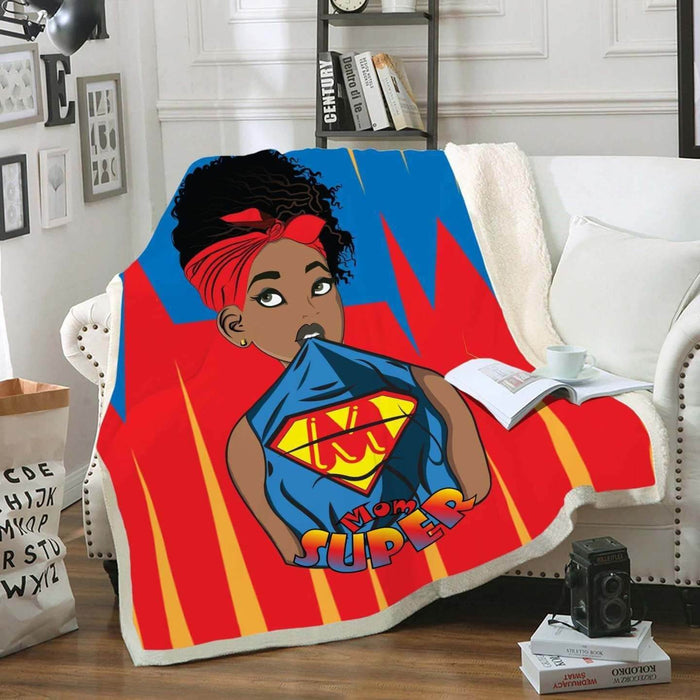 African Painting Natural Hair Loves Art Headwrap Super Mom Fleece Blanket Freedom Day Juneteenth Day Gift Ideas
