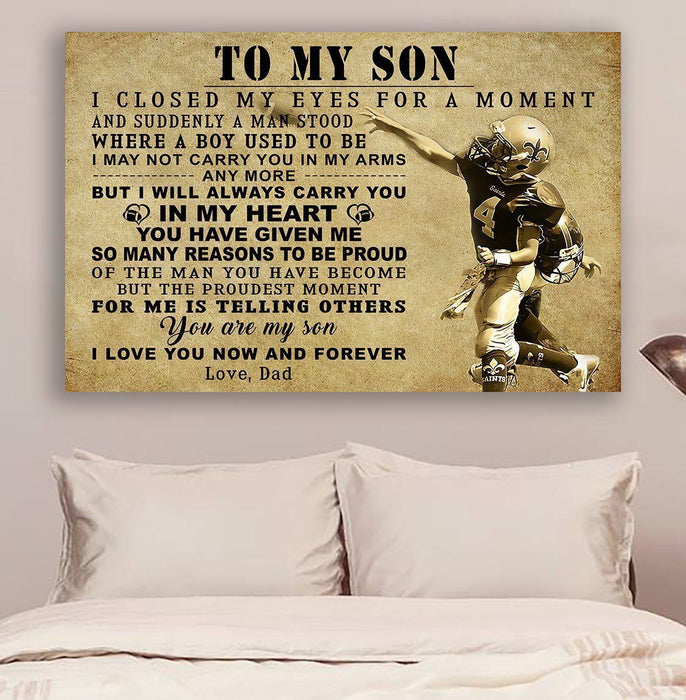 Football Personalized From Dad To Son I Love You Now And Forever Home Decoration Canvas Wall Art