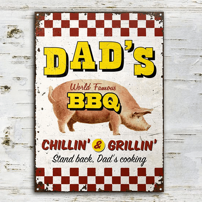 Grilling Dad's Cooking Personalized Rectangle Classic Metal Sign