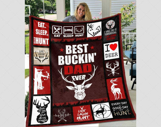 I Love Deer Bucking Dad Ever Quilt Blanket Home Decoration