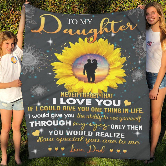To My Daughter Dad  Woven Blanket, Perfect Gift For Mom,  Veteran Dad
