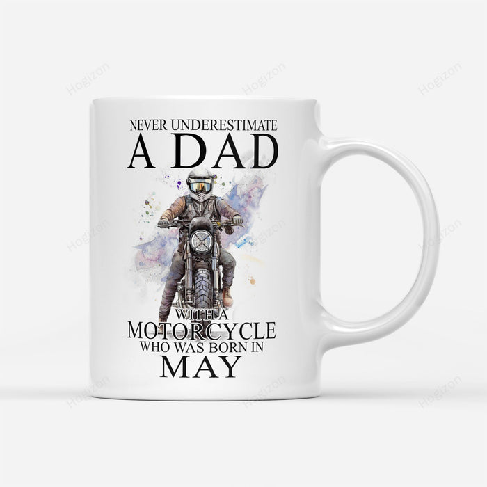 BeKingArt Biker Never Underestimate Dad With A Motorcycle Born In May