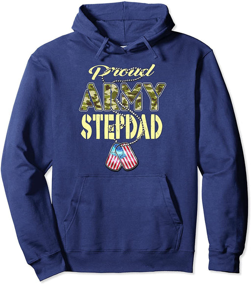 Proud Army Stepdad Us Flag Camo Dog Tags Military Stepfather Pullover Hoodie Unisex Sweatshirt