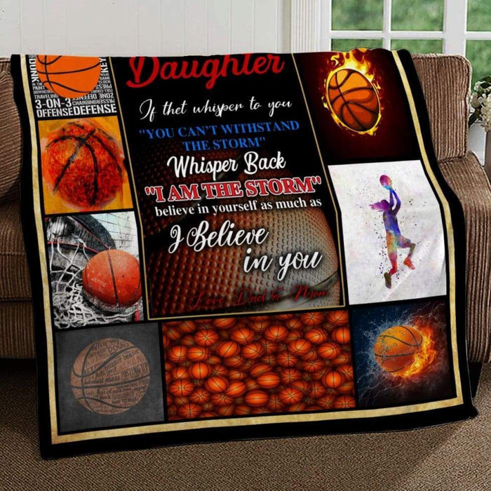 Basketball Lover Throw Fleece Blanket Saying Quote To My Daughter I Believe In You From Dad & Mom