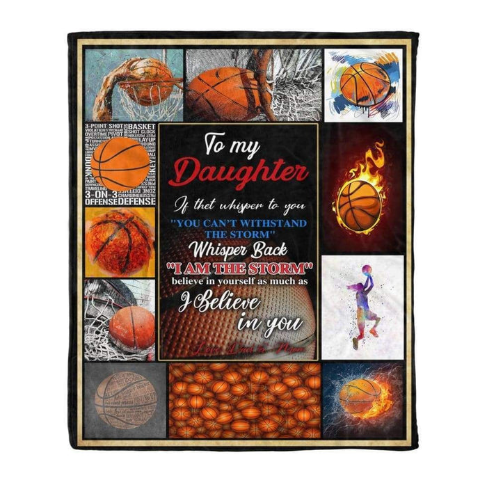 Basketball Lover Throw Fleece Blanket Saying Quote To My Daughter I Believe In You From Dad & Mom