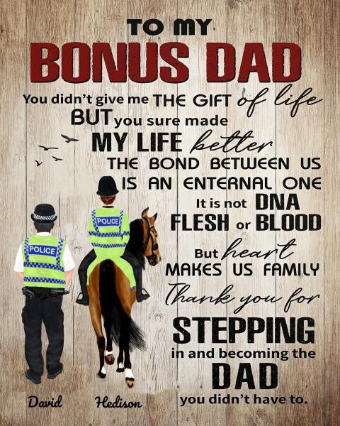 Son Riding Horse To My Police Dad Canvas Wall Art Home Decoration