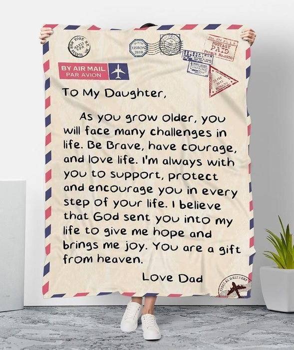 Air Mail Blanket Dad To My Daughter Message Blanket For Daughter I'm Always Encourage You In Every Step Of Your Life Blanket Family Gift