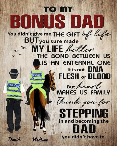 Son Riding Horse To My Police Dad Canvas Wall Art Home Decoration