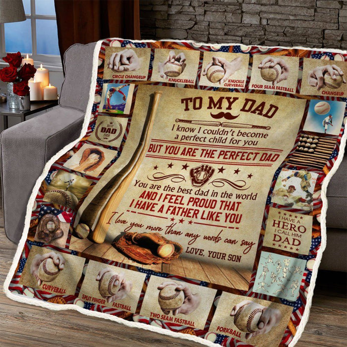 Son To Dad You Are The Best Dad In The World Baseball Blanket Gift From Son Home Decor Bedding Couch Sofa Soft and Comfy Cozy