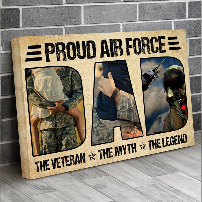 Veteran Proud Dad Air Force Veteran Us Veteran For Dad Canvas Wall Art For Soldier Veterans Memorial's Day Gift Ideas