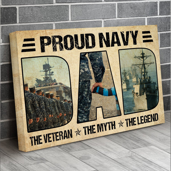 Veteran Proud Dad Navy Veteran Us Veteran For Dad Canvas Wall Art For Soldier Veterans Memorial's Day Gift Ideas