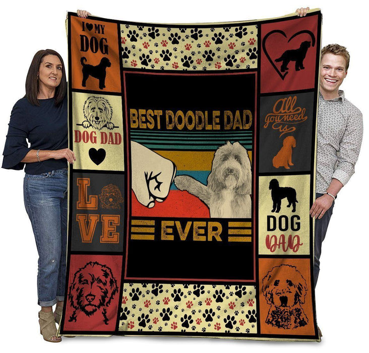 Dog Best Goldendoodle Dad Ever Goldendoodle Dog Paw Bump Fit Fleece Blanket Gift For Dad Gift For Father Father's Day Gift Ideas
