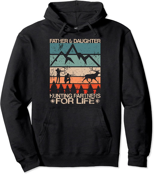 Father Daughter Hunting Partners For Life Retro Dad Hunters Pullover Hoodie Sweatshirt