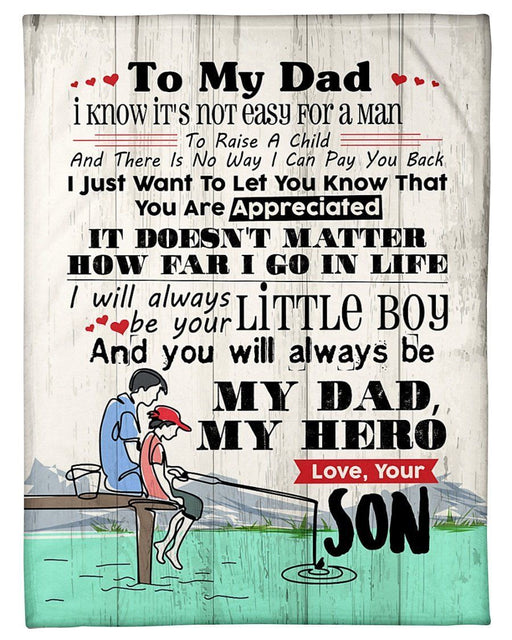 Son To Fishing Dad You'll Always Be My Hero Fleece Blanket Home Decoration