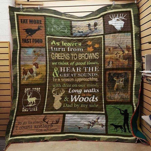 Hunting Dad By My Side Quilt Blanket Home Decoration