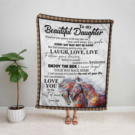 Family horse dad to my beautiful daughter every day may not be good horse lovers fleece blanket/ sherpa blanket
