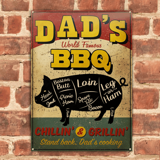 Grilling Dad's World Famous BBQ Personalized Rectangle Classic Metal Sign