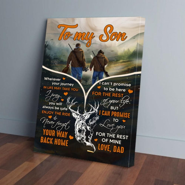 To My Son Dad Hunting Canvas Wall Art Home Decoration