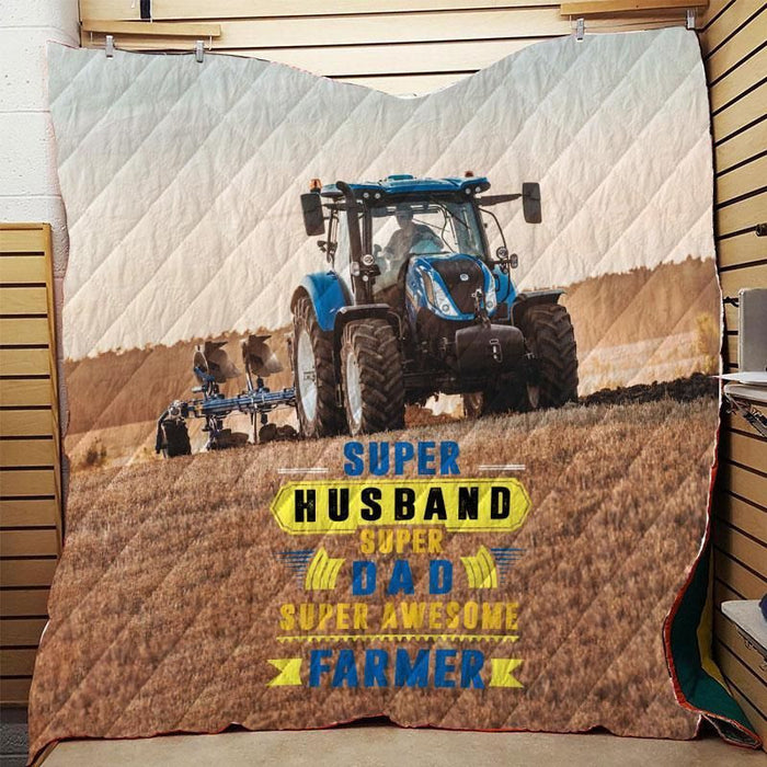 Super Awesome Husband Dad Farmer Fleece Blanket Print 3D, Unisex, Kid, Adult