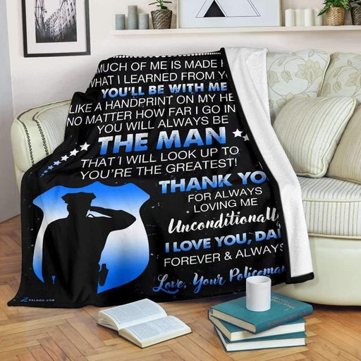 Police Dad Thanks For Always Loving Me UnconditionallyFleece Blanket Home Decoration