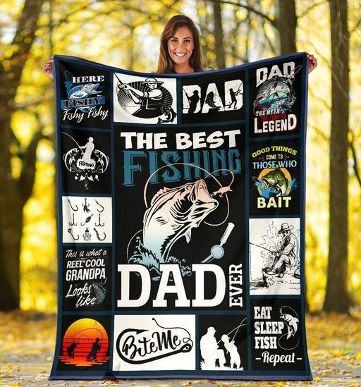 The Best Fishing Dad Ever bite me Fleece Blanket Home Decoration