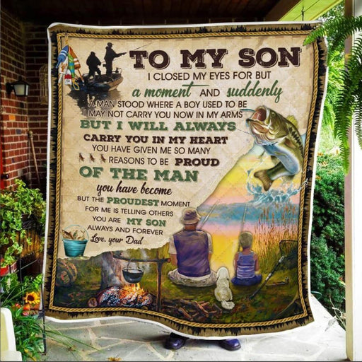 Fishing Dad To My Son Love You Quilt Blanket Home Decoration