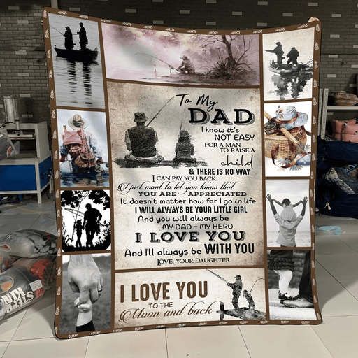 To My Fishing Dad I Love You To The Moon And Back Quilt Blanket Home Decoration