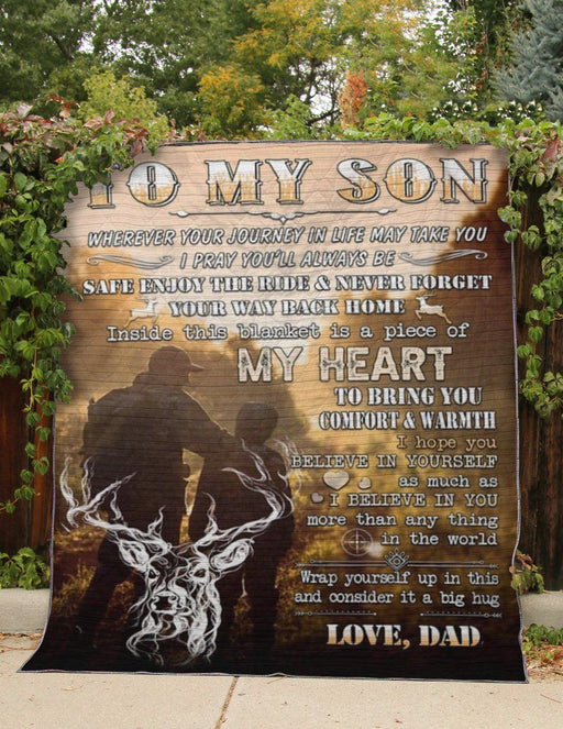 Hunting Dad To My Son My Heart Bring You Warm Quilt Blanket Home Decoration