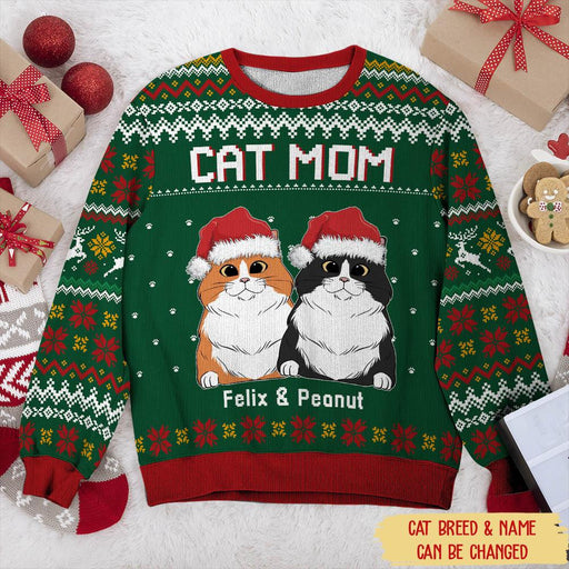 Couple Cats Dad Xmas Pattern Personalized Ugly Sweaters Sweatshirt Christmas Gift Ideas