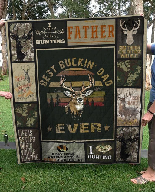 Vintage Best Bucking Hunting Dad Ever Quilt Blanket Home Decoration