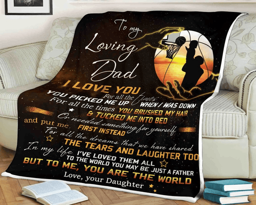 To My Father Basketball To My Loving Dad Fleece Blanket Gift For Family,Birthday,Parents,Dad Gift Home Decor Bedding Couch Sofa Soft and Comfy