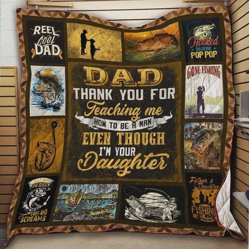 Fishing Dad Thank You For Teaching Me To Be A Man Quilt Blanket Home Decoration
