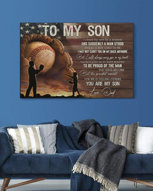 Baseball You Are My Son Love Dad Wall Art Canvas - Gift For Son