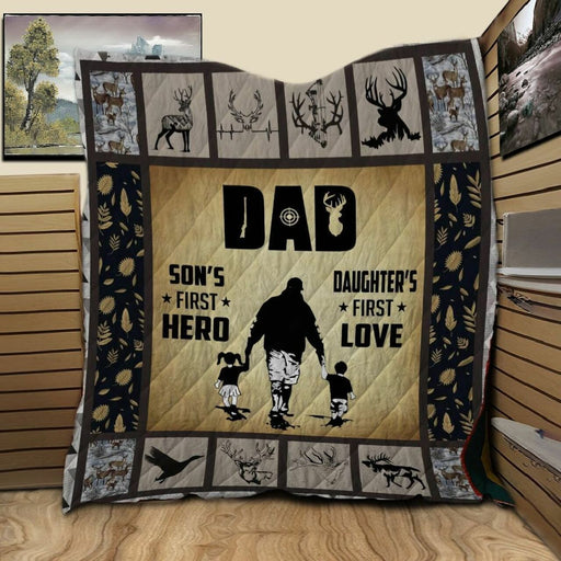 Hunting Dad Son Hero Daughter Love Quilt Blanket Home Decoration