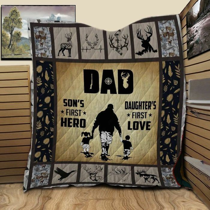 Hunting Dad Son Hero Daughter Love Quilt Blanket Home Decoration