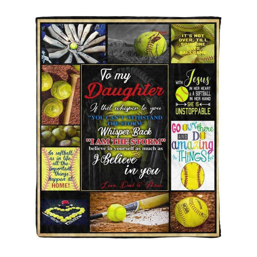 Baseball Lover Throw Fleece Blanket Saying Quote To My Daughter I Believe In You From Dad & Mom