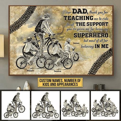 Bicycle Riding Dad Thank You For Believing In Me Canvas Personalized Wall Art Home Decoration