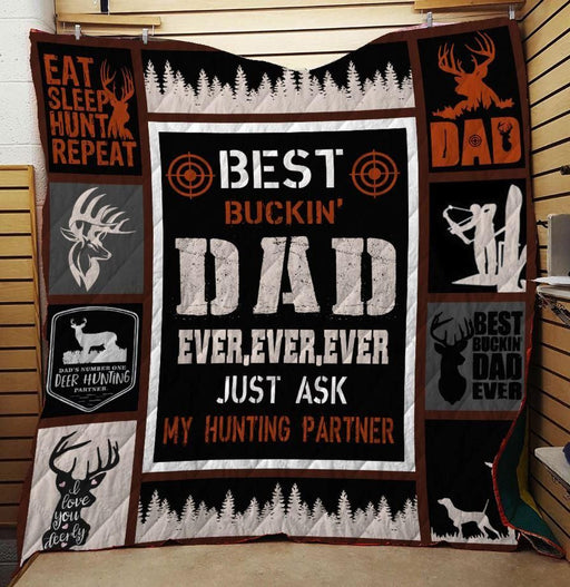 Best Dad Ask My Hunting Partner Quilt Blanket Home Decoration