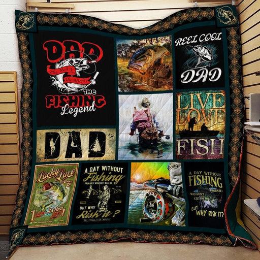 Reel Cool Fishing Dad Quilt Blanket Home Decoration