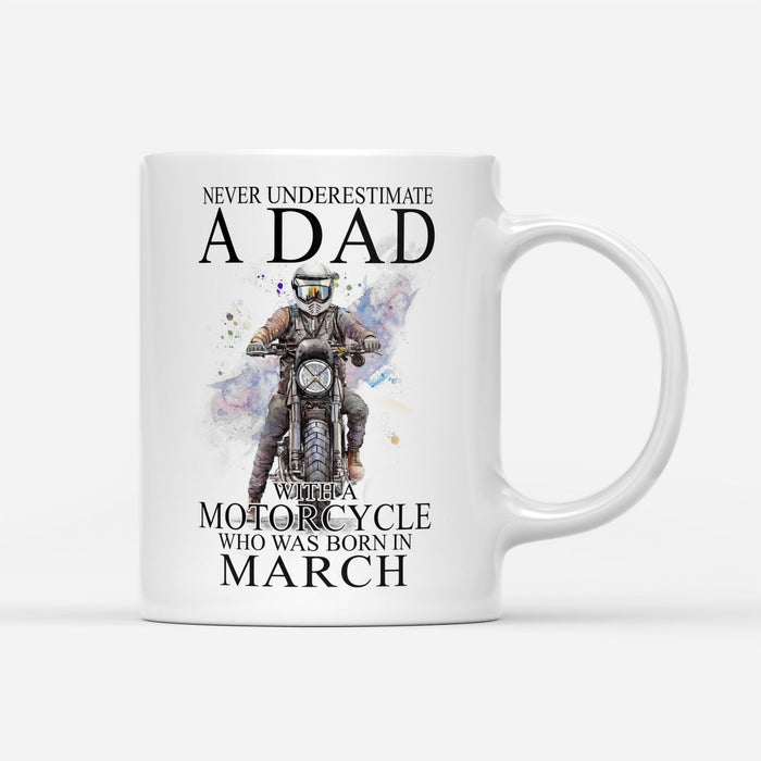 BeKingArt Biker Never Underestimate Dad With A Motorcycle Born In March