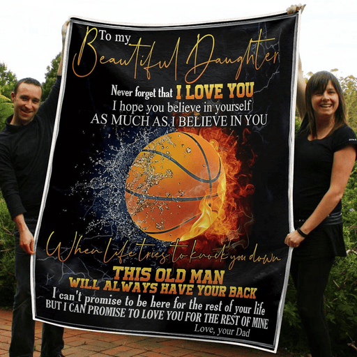 To My Daughter Always Have Your Back Gift From Dad For Basketball Lovers Fleece Blanket - Quilt Blanket