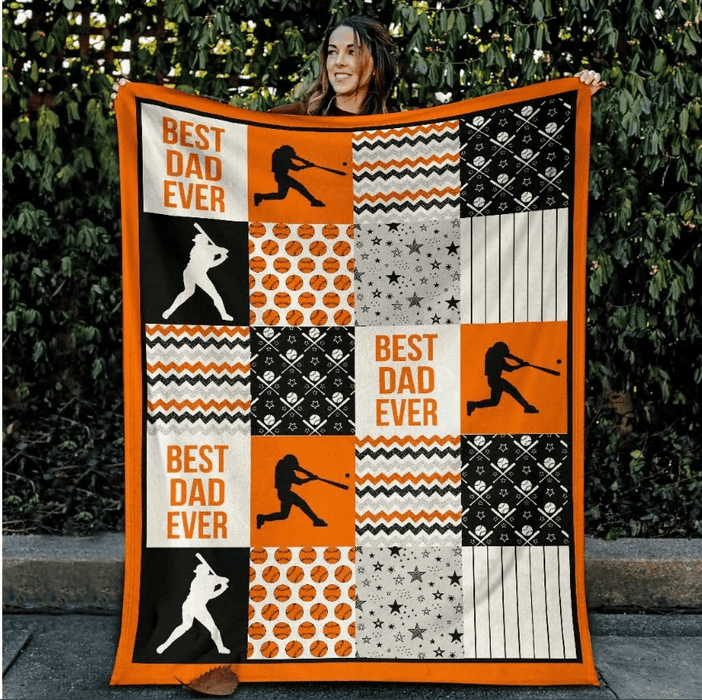 Baseball Best Dad Ever Fleece Blanket Gift Idea For Baseball Lovers Gift For Family Birthday Gift Home Decor Bedding Couch Sofa Soft And Comfy Cozy
